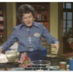 Image of Julia Child dropping dough science on us viewers while making croissants.