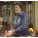 Image of Julia Child dropping dough science on us viewers while making croissants.