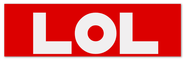 Red colored banner with text "LOL"