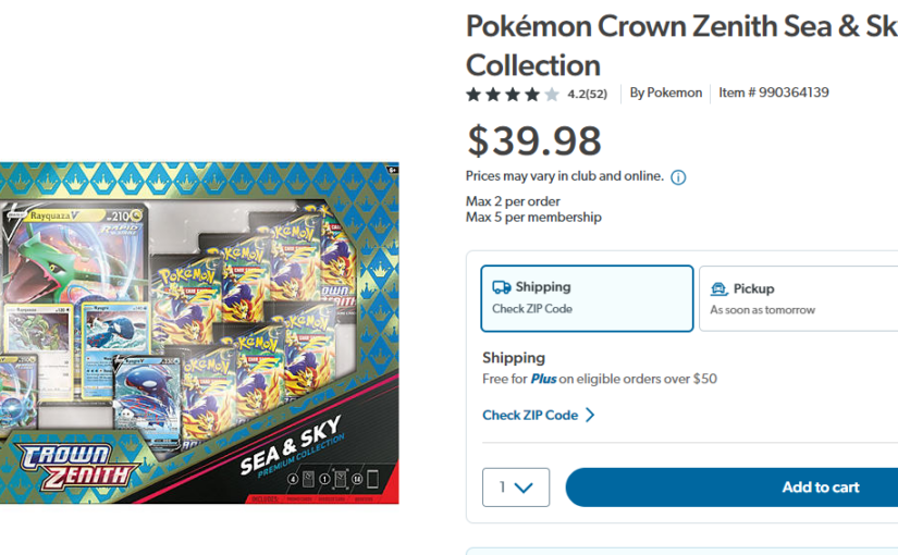 Pokémon Crown Zenith Sea & Sky Premium Collection Now Available at SamsClub.com!