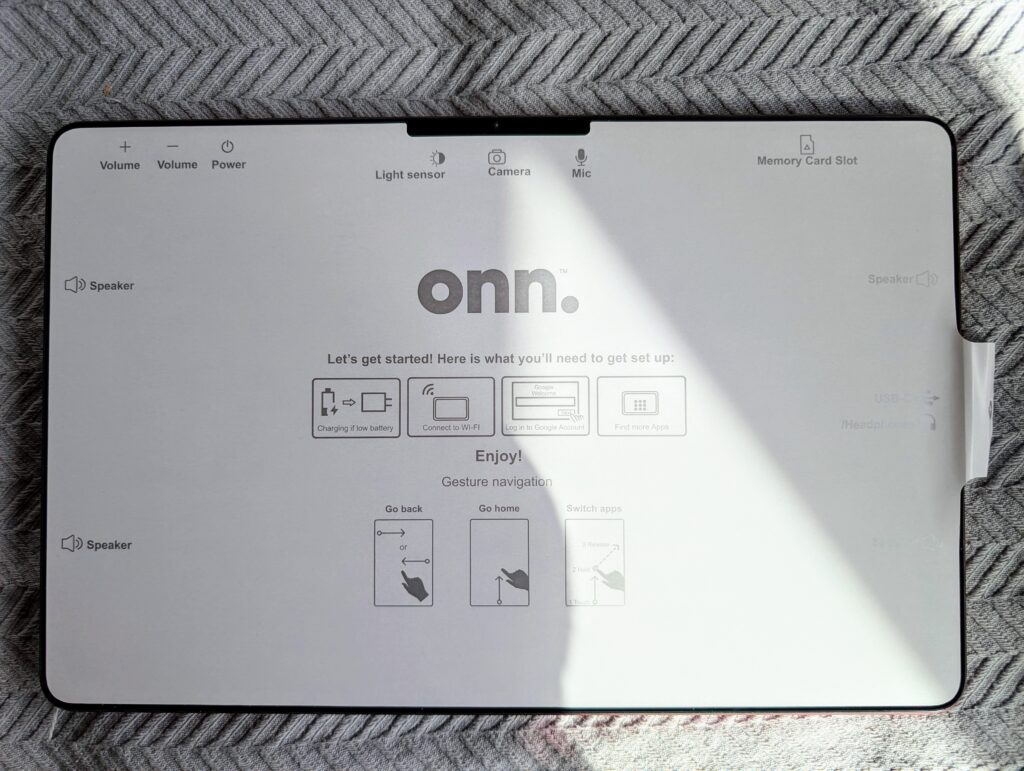 The screen protector of the onn. 12.1" Tablet Pro 128GB (2024 Model)