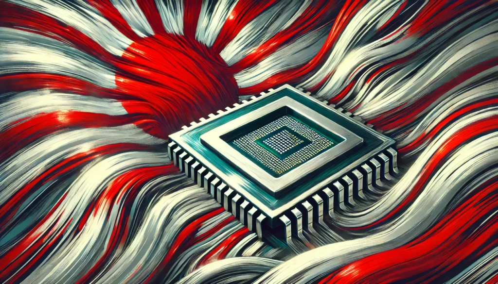 illustration of a japanese flag and a semiconductor