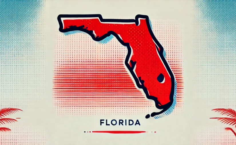 illustration of the outline of florida with text "FLORIDA"