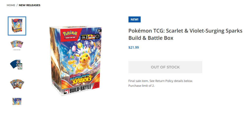 Surging Sparks Build & Battle Box on the PokemonCenter.com