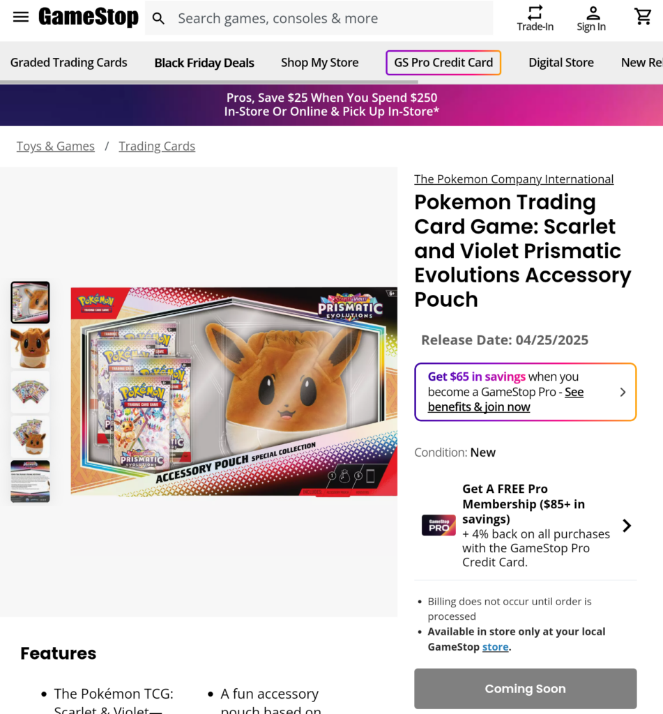 gamestop prismatic evolutions eevee accessory pouch