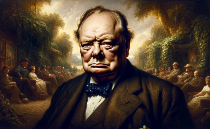 a portrait of winston churchill