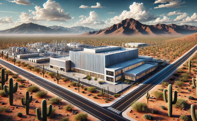 illustration of a high tech fab in the arizona desert